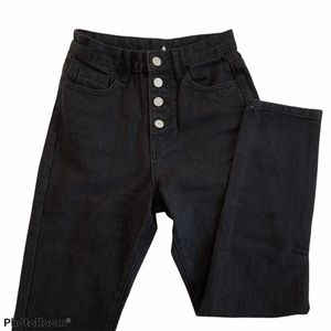 MOVING! Princess Polly Black Button Up High Rise Ankle Jeans